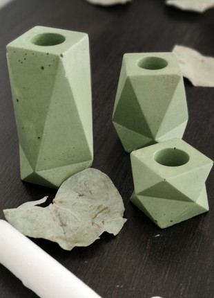 Set of concrete candle holders3 photo