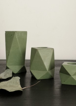 Set of concrete candle holders5 photo