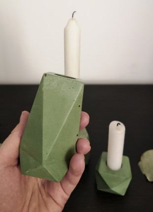 Set of concrete candle holders6 photo