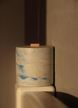 Soy candle marble blue3 photo