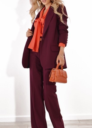 Stylish burgundy trouser suit