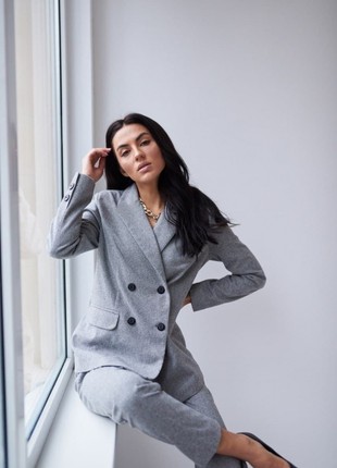Gray classic women's suit1 photo