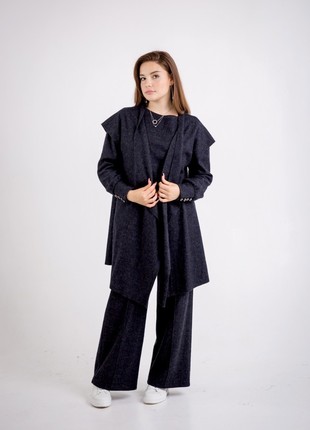 Stylish black three-piece woolen suit