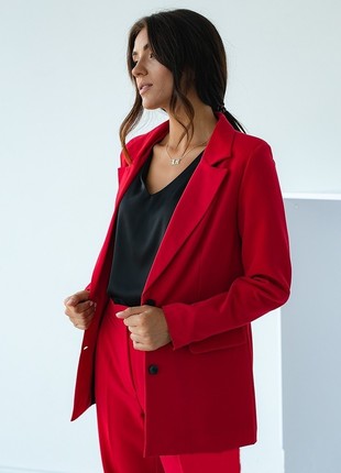 Red classic women's two-piece suit2 photo