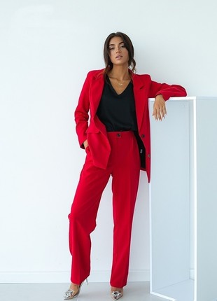 Red classic women's two-piece suit4 photo
