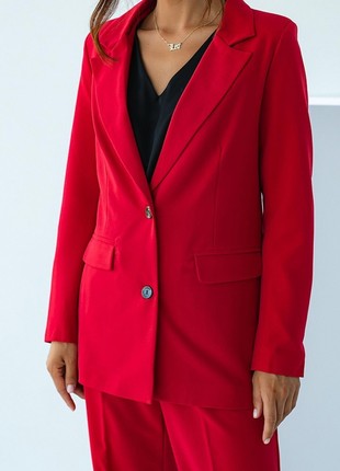 Red classic women's two-piece suit5 photo