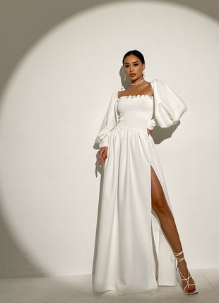 A long white evening dress