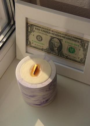 Soy candle marble violet2 photo
