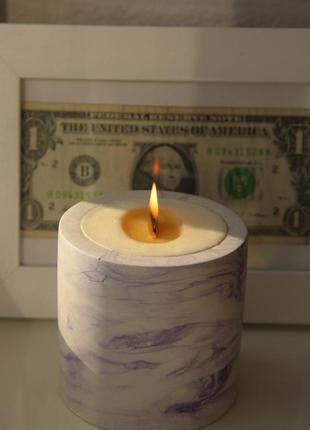 Soy candle marble violet3 photo