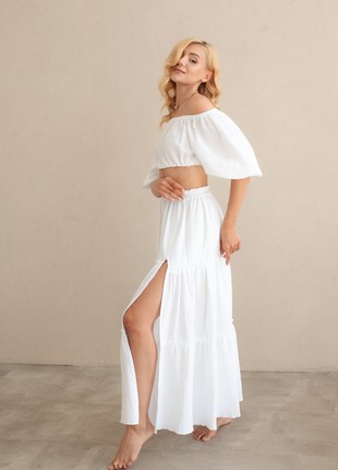 A set of muslin skirt and a top white6 photo