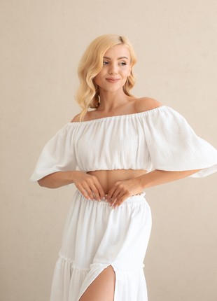 A set of muslin skirt and a top white3 photo