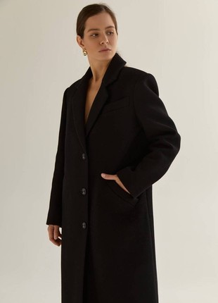 BLACK SINGLE-BREASTED COAT1 photo