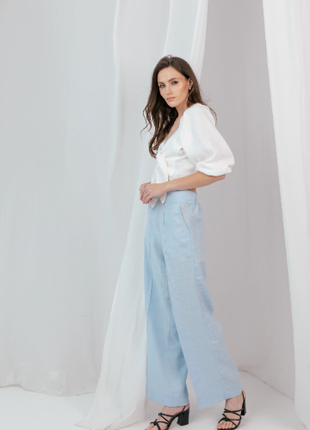 Blue Linen Pants3 photo