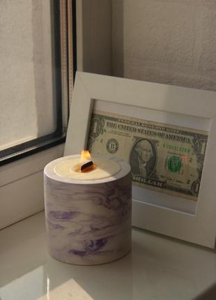 Soy candle marble violet1 photo
