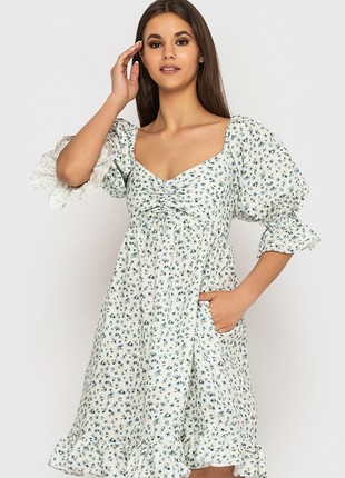 Floral mini Linen Dress4 photo