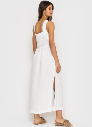 Linen Dress in White Midi3 photo