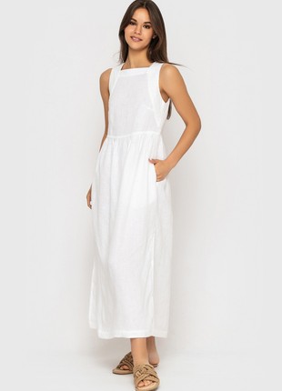 Linen Dress in White Midi1 photo