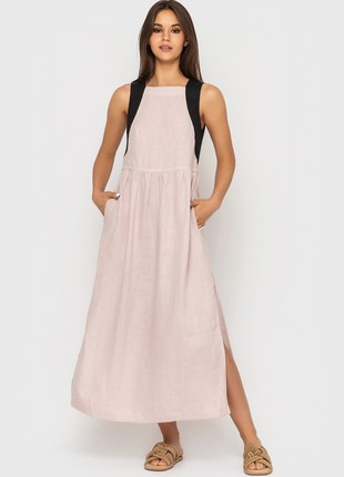 Linen Dress in Pale Rose Midi1 photo