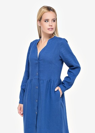 Long Dark blue Dress With Lace and Buttons3 photo