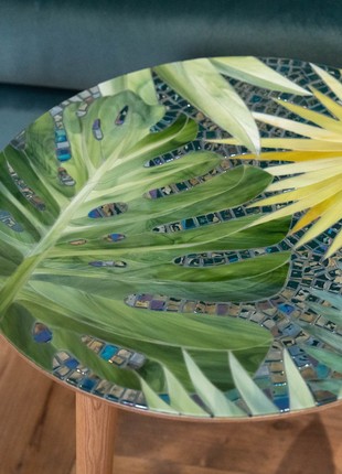 Custom stained glass flower table5 photo