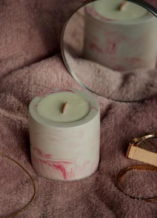 Soy candle marble pink