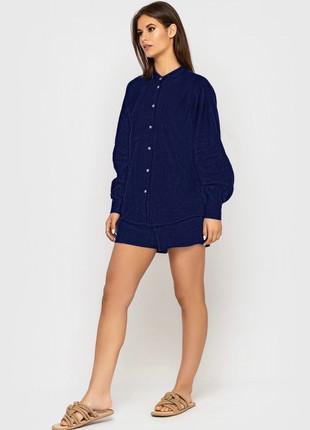 Dark blue oversized shirt with one-piece sleeves5 photo