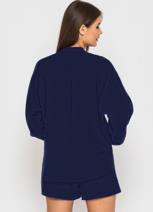 Dark blue oversized shirt with one-piece sleeves2 photo