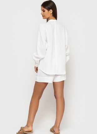 Linen set of oversized shirt and shorts White2 photo