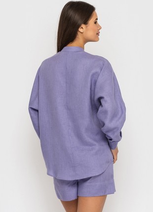 Linen set of oversized shirt and shorts Lavender5 photo