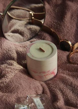 Soy candle marble pink2 photo