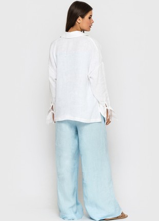 Linen Pants in Blue With High Waist6 photo