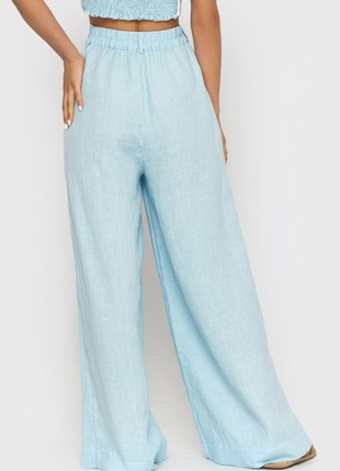 Linen Pants in Blue With High Waist3 photo