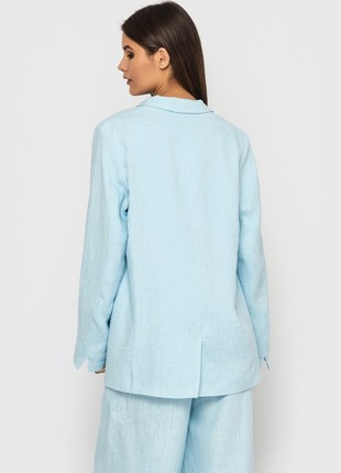 Single-breasted blue linen jacket3 photo