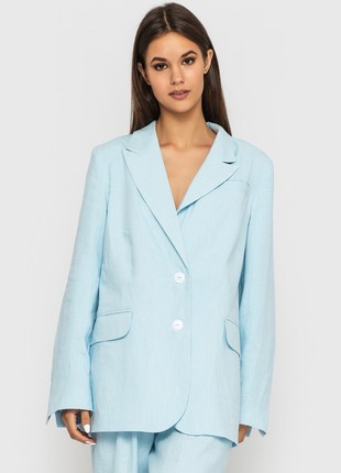 Single-breasted blue linen jacket1 photo