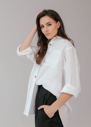 Oversized white linen shirt2 photo