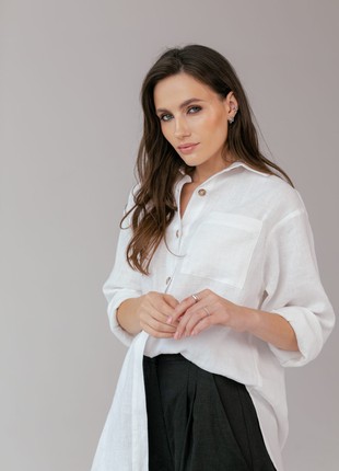 Oversized white linen shirt3 photo