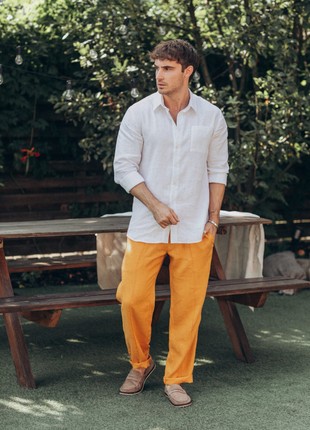 Men's trousers made of mustard linen1 photo