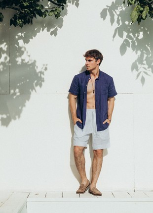Men's white linen shorts3 photo