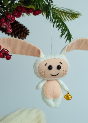 White rabbit Christmas ornament