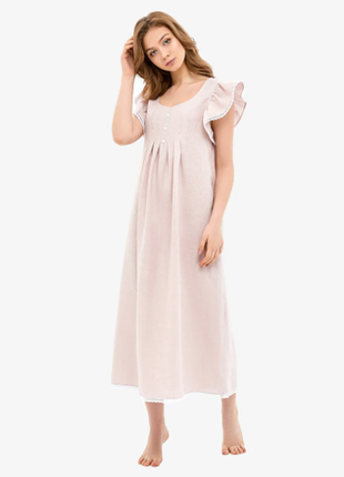 Pale Rose Linen nightgown with lace