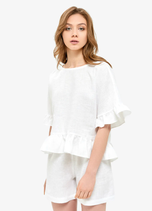 White Linen Pajama Set5 photo