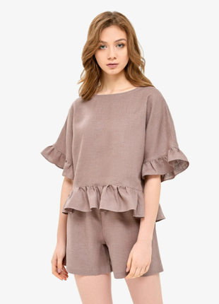 Brown Linen Pajama Set