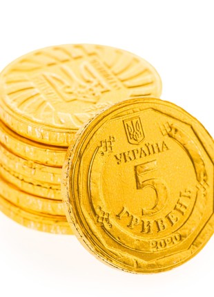 Coins made of chocolate glaze "Hryvnia" (1.5 kg)1 photo