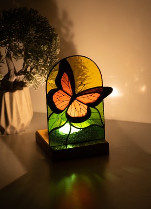 Monarch butterfly stained glass candle holder4 photo