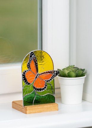 Monarch butterfly stained glass candle holder7 photo