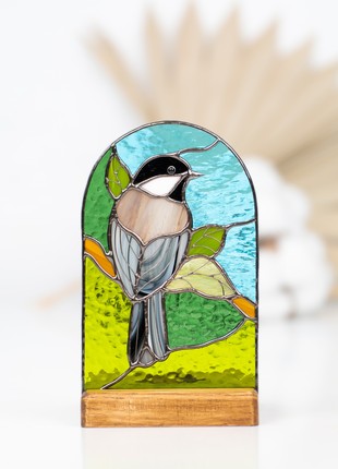 Bird stained glass candle holder2 photo