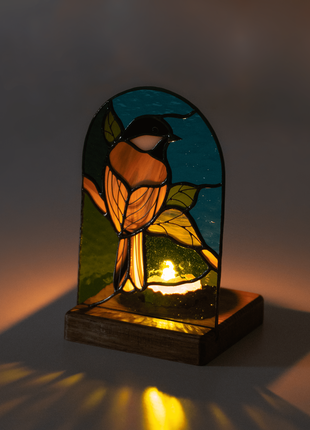 Bird stained glass candle holder1 photo