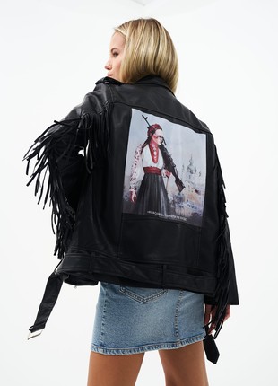 Women’s printed eco leather jacket