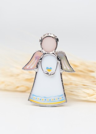 Ukrainian angel stained glass pin