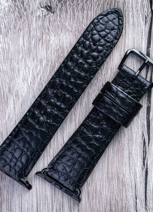 Calf Leather Watch / Apple Watch Strap Crocodile-printed1 photo